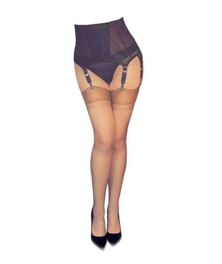 Porte-jarretelles Eros Édition Souple, sans baleines, noir avec dentelle rouge, lingerie rétro haut de gamme La Dame de France.